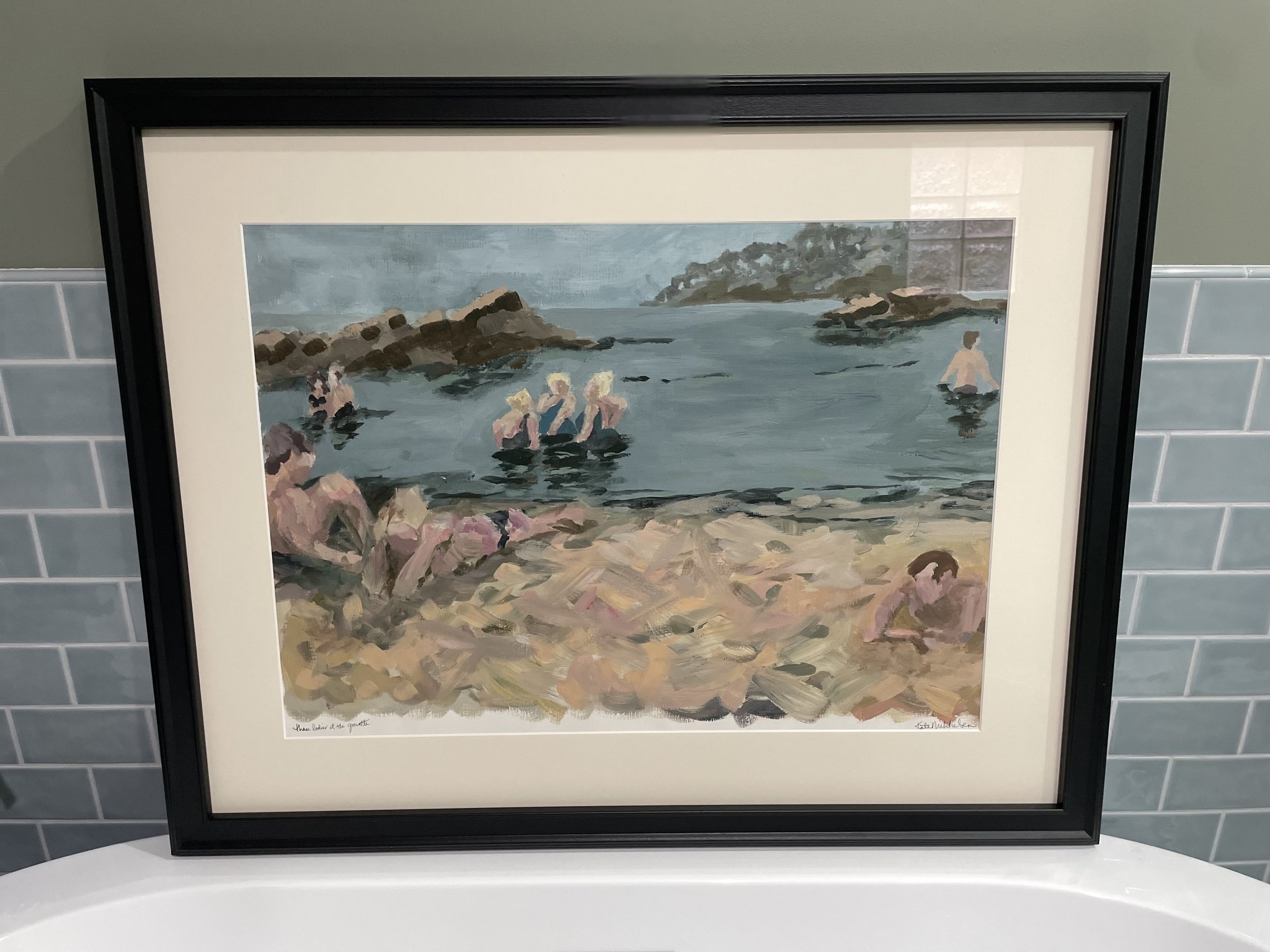 Three Bathers original acrylic, circa 2003, Antibes, France