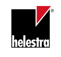 Helsestra Logo, schwarzes Quadrat mit rotem und weißem Akzent