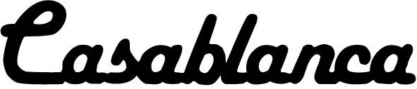 Firmenlogo von Casablanca in schwarzer, geschwungener Schrift auf weißem Hintergrund.