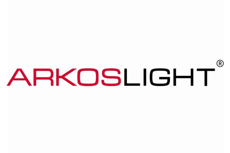 Logo von ARKOSLIGHT in Rot und Schwarz auf weißem Hintergrund.