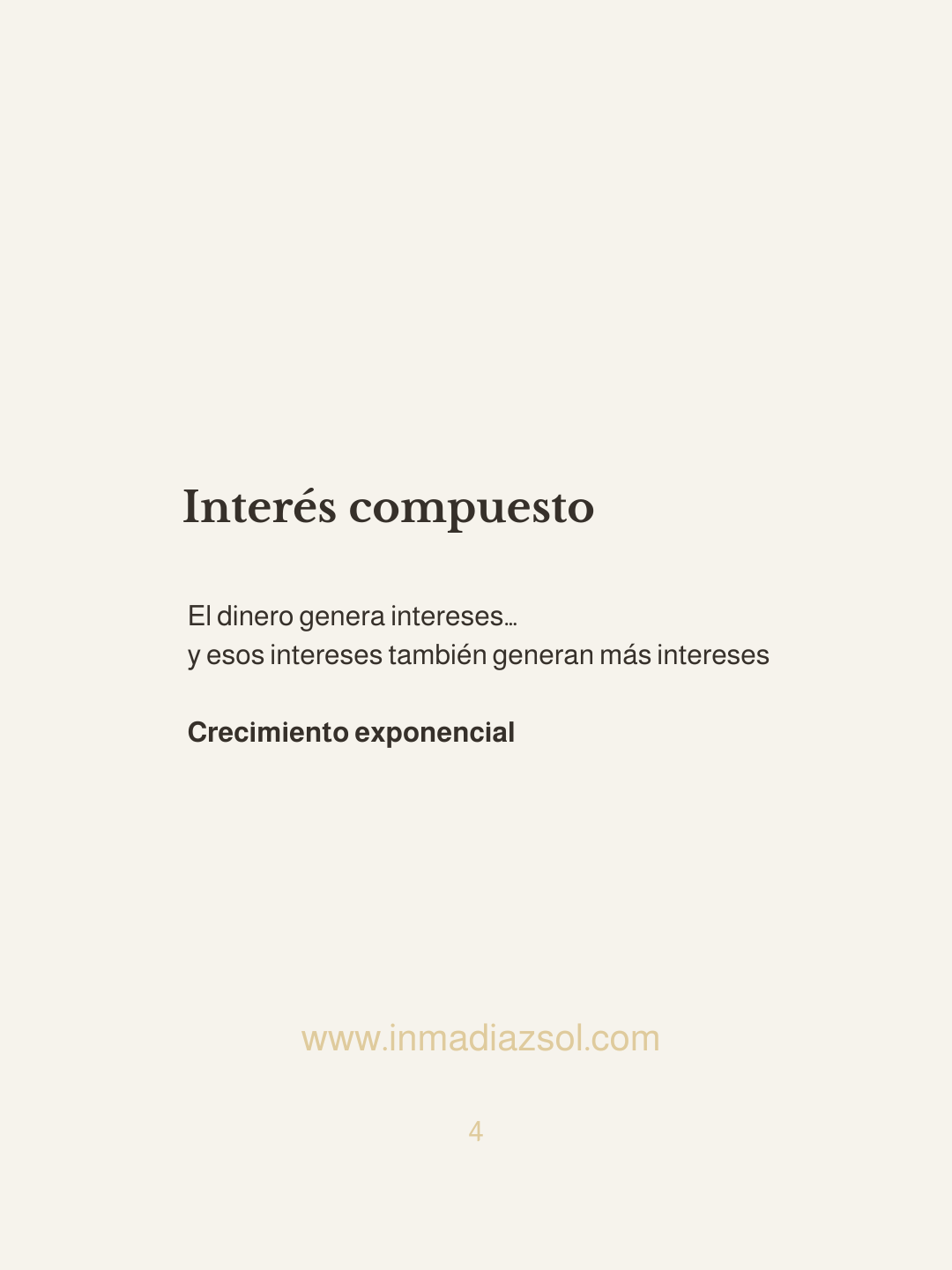 Página de libro con texto sobre interés compuesto, crecimiento exponencial y una URL en la parte inferior.