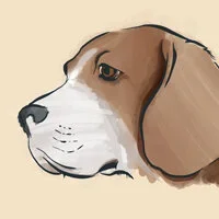 Perro de perfil, con cuello y cabeza en primer plano.