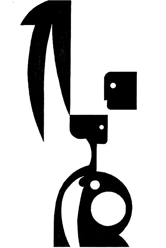 Illustration abstraite de lignes noires ressemblant à un visage stylisé recréé à partir de formes géométriques.
