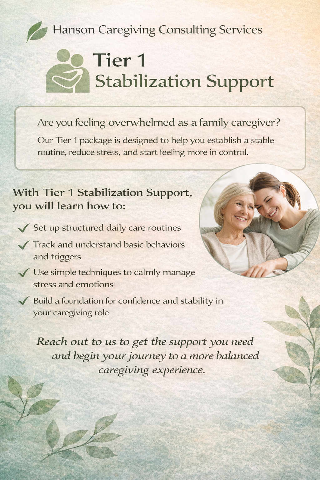 Tier 1 - Caregiver Stabilization Support Package