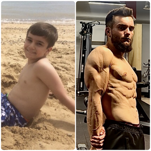 Image showing a personal trainer/bodybuilder's 7 year fitness transformation of gaining muscle and losing bodyfat
