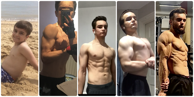 Image showing a personal trainer/bodybuilder's 7 year fitness transformation of gaining muscle and losing bodyfat