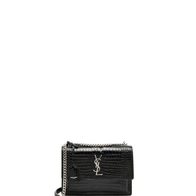 Sunset Shoulder Chain Bag Black Croc