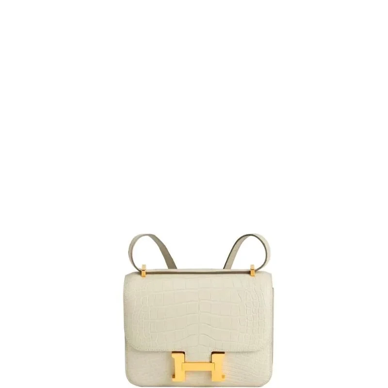 Constance Shoulder Bag White Croc/Gold