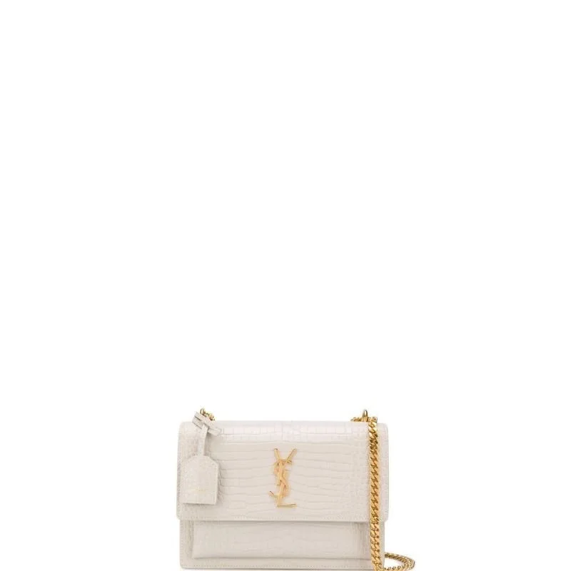 Sunset Shoulder Chain Bag White Croc