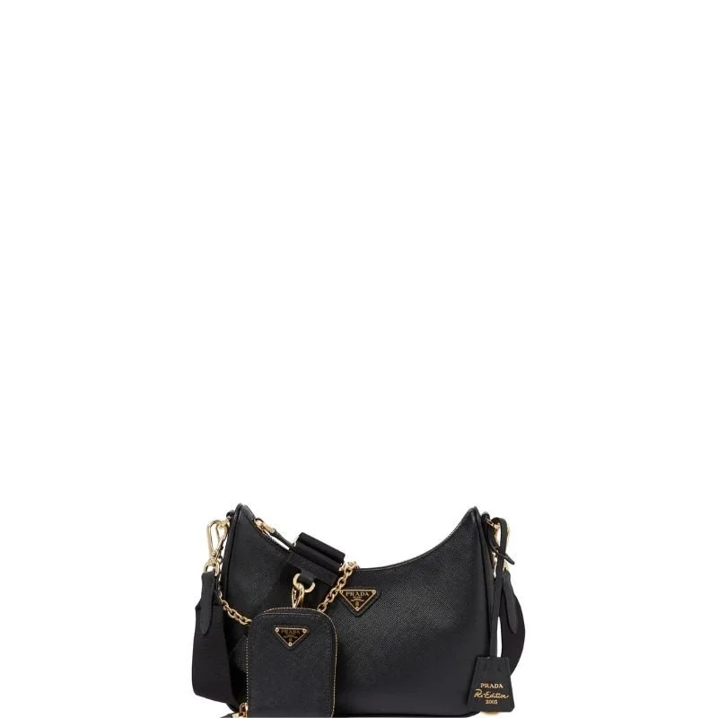 Three-in-one Leather Shoulder Bag Black