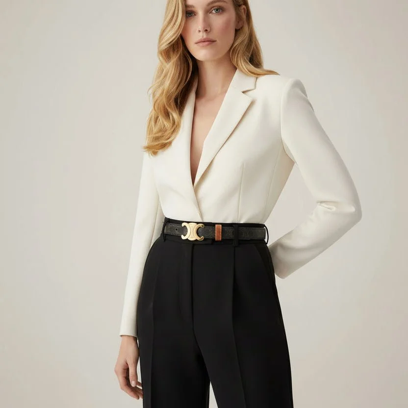 Medium 25MM Triomphe Belt IN Triomphe Canvas Brown/Ginger