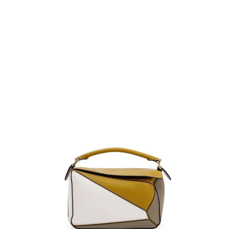 Puzzle Edge Bag Mustard/White
