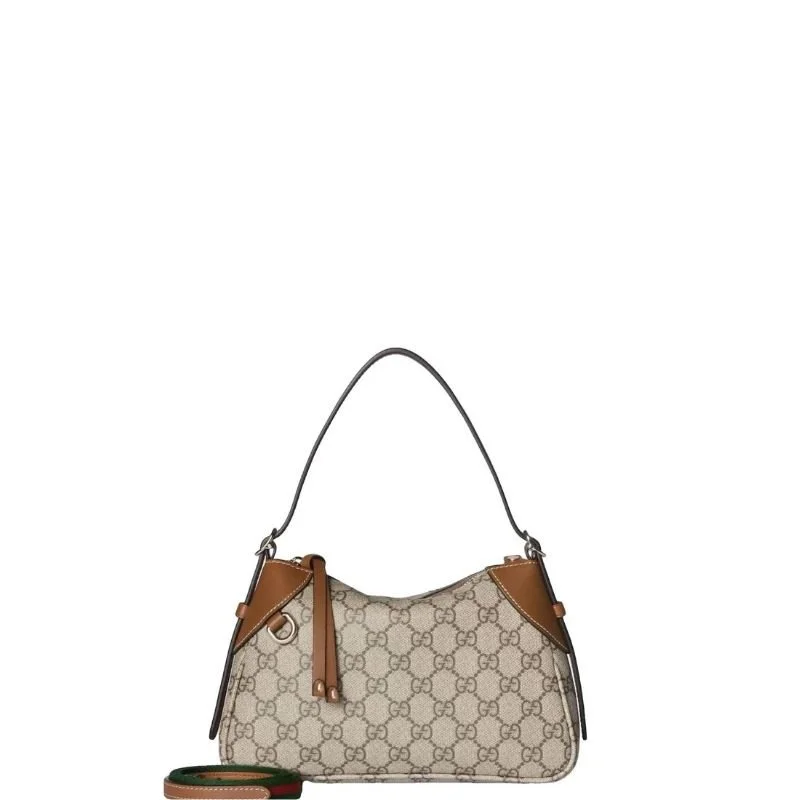 GG emblem canvas shoulder bag brown