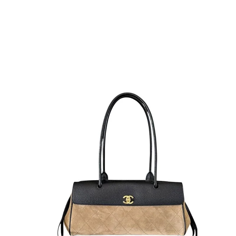 26S Small Shopping Baguette Bag Black/Beige