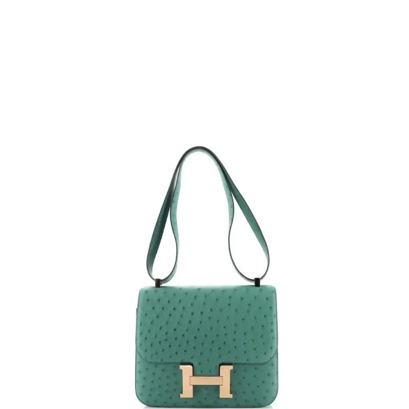 Ostrich Constance Shoulder Bag Azure Green