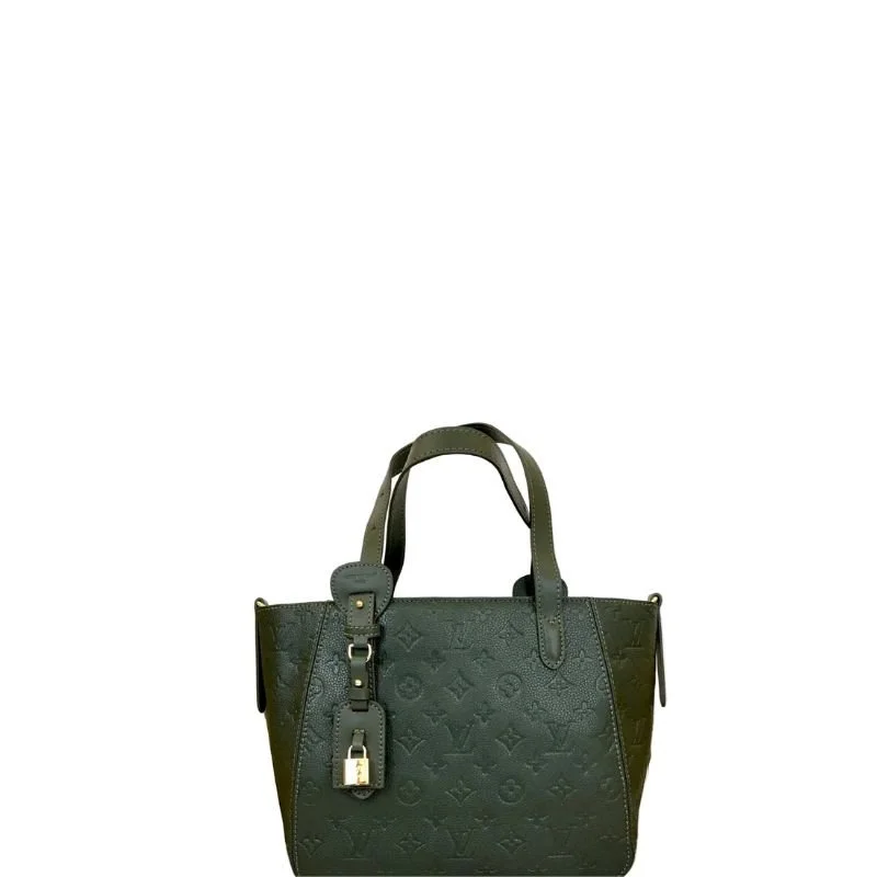 ALL IN ONE logo embossed Tote Bag Green Khaki