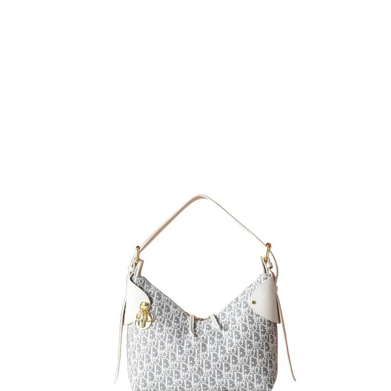 Medium Voyage Hobo Bag White/Grey Jacquard