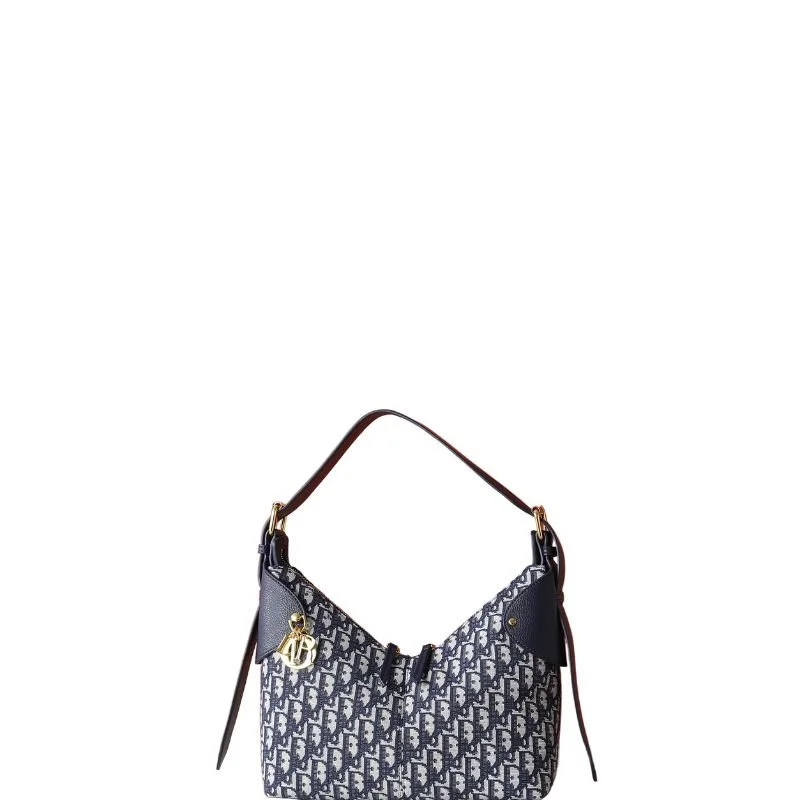 Medium Voyage Hobo Bag Navy Jacquard