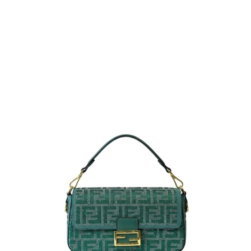Rhinestone Baguette Bag Green