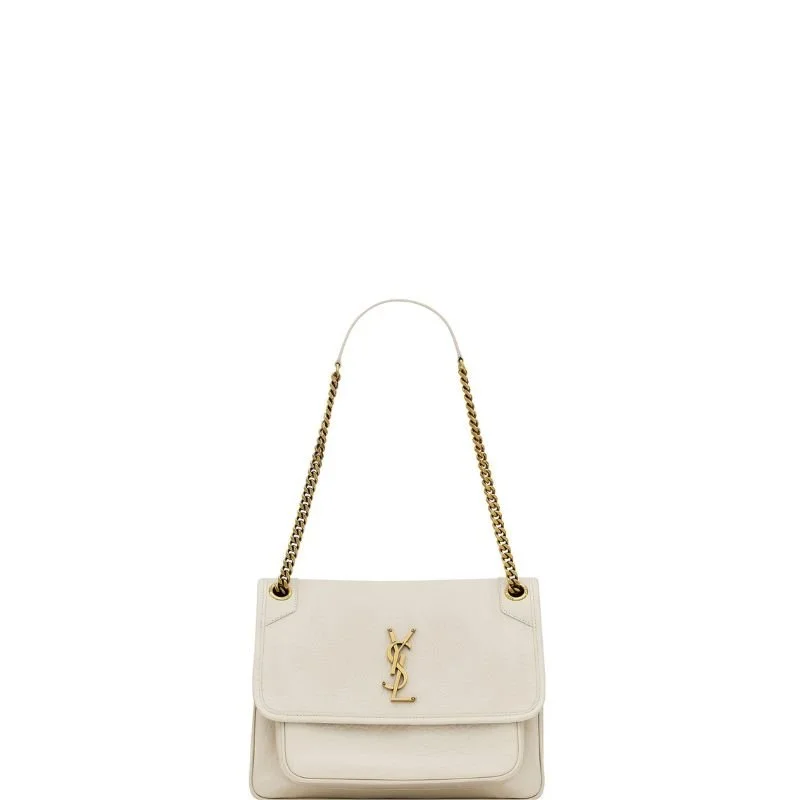 Niki Crinkled-leather Shoulder Bag White