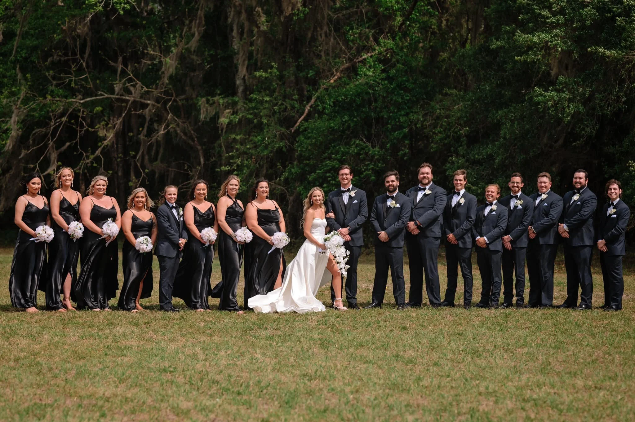 Large bridal party wedding photos