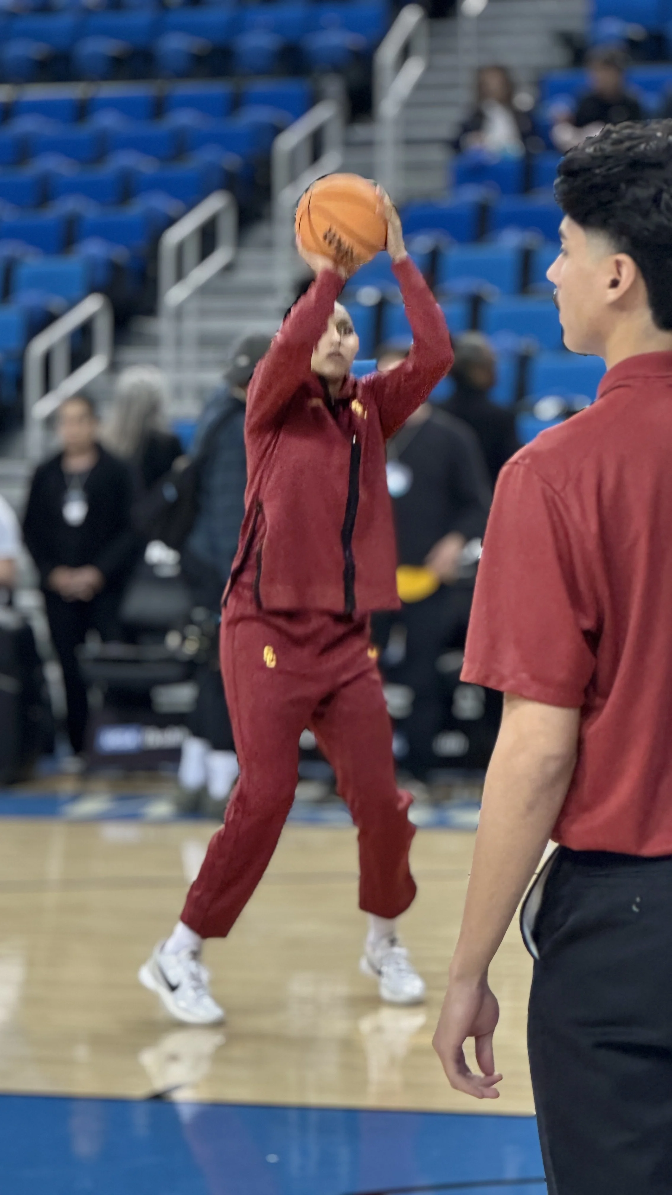 Juju taking shots during warm ups