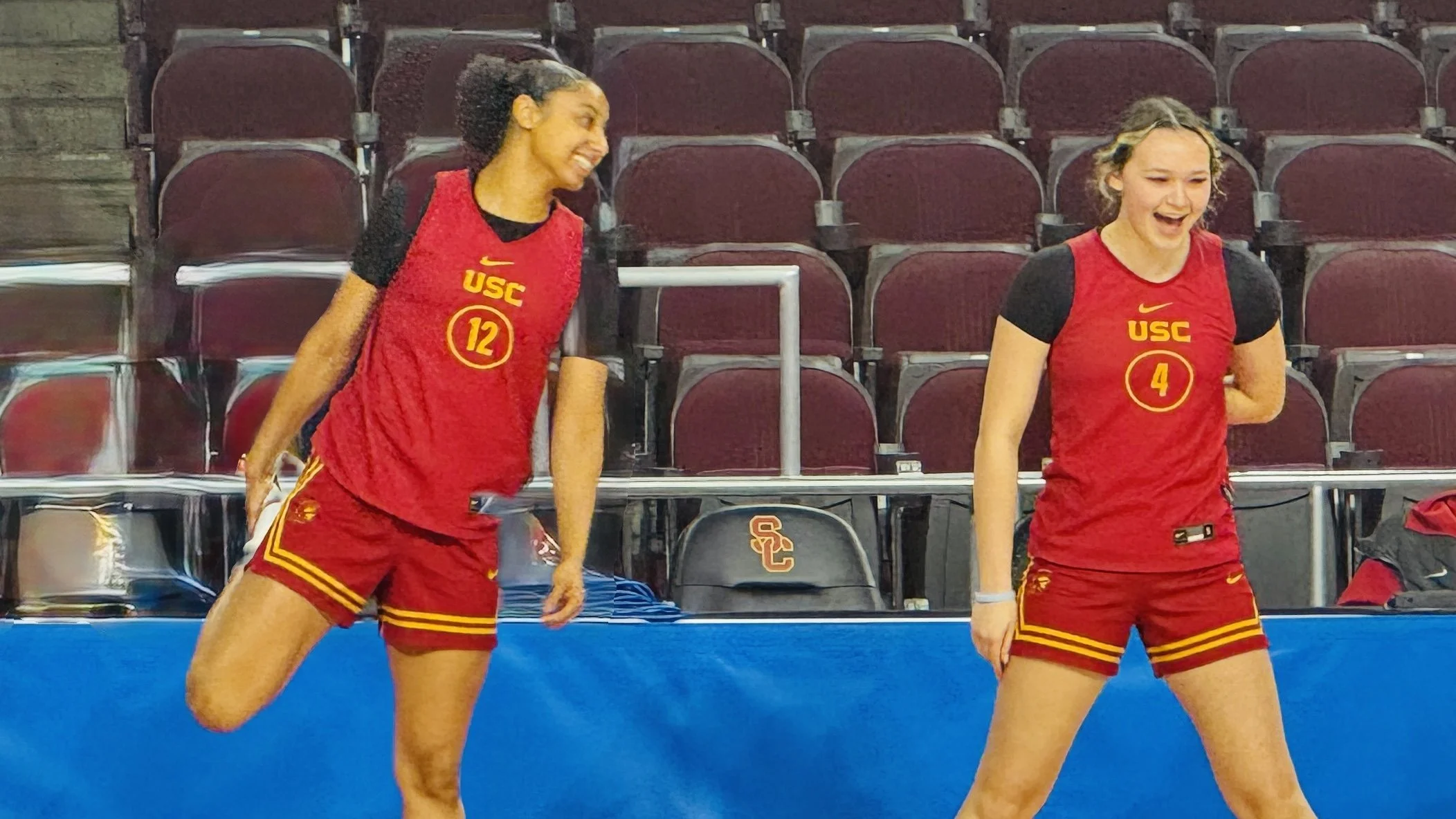 Juju and Rian at practice warming up