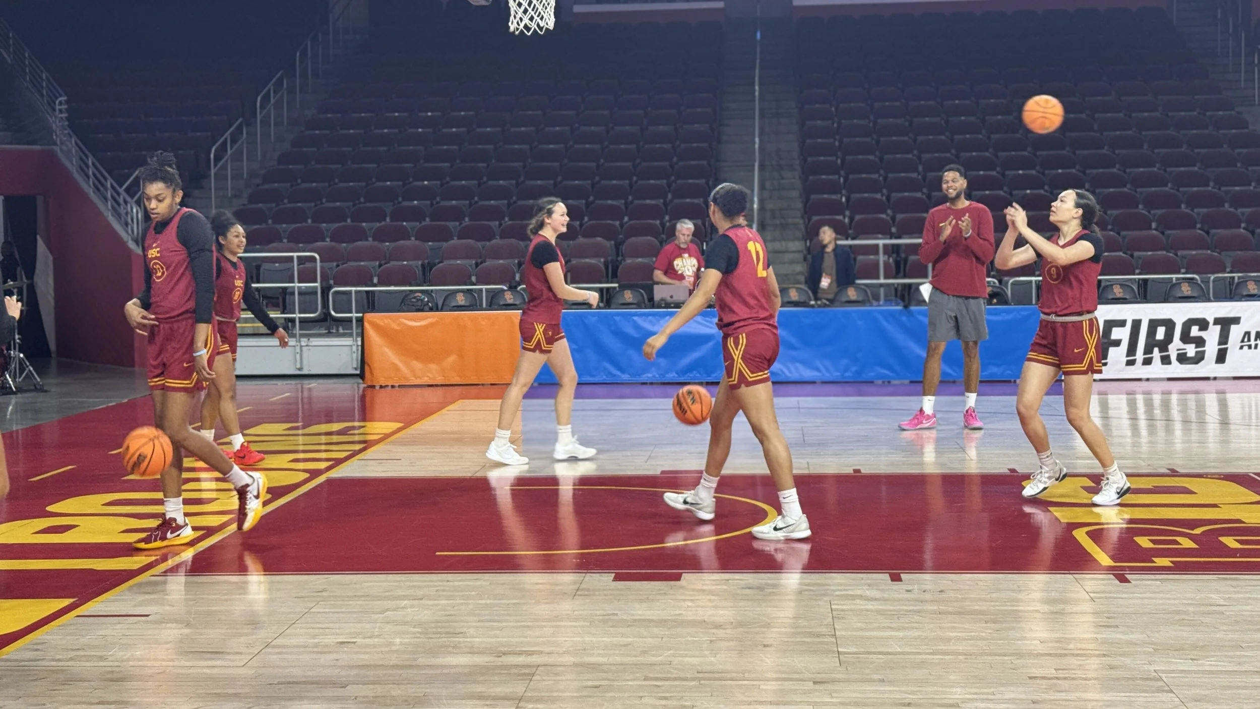 team at practice getting up shots