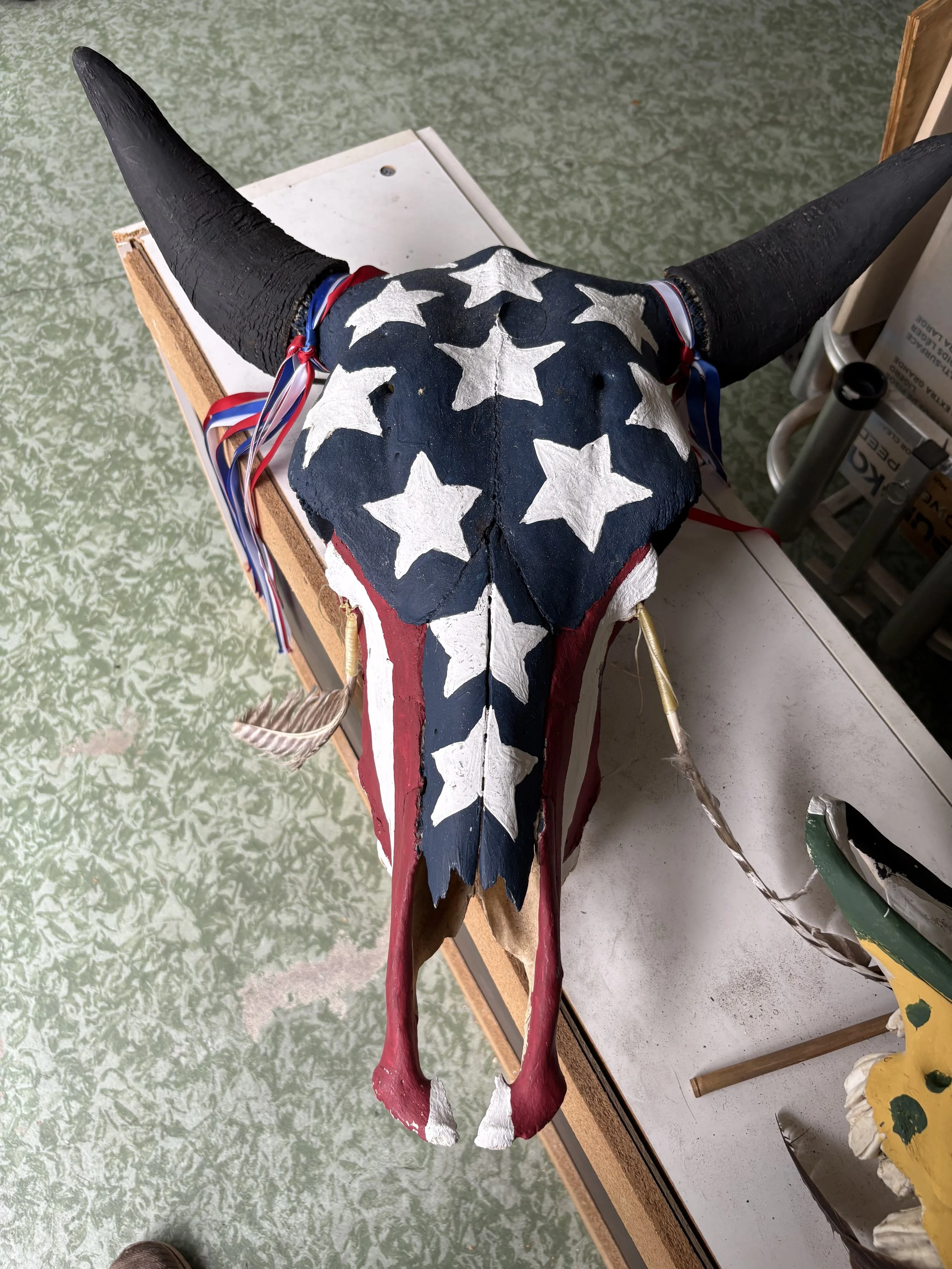  Patriotic Cow Skull  Name: Lloyd Bakian Item Description: Red White & Blue painted cow skull. Asking Price: 100 Price Negotiation: Firm Price Phone: (574) 767-0288 Either Calls or Texts  Expires: 12/14
