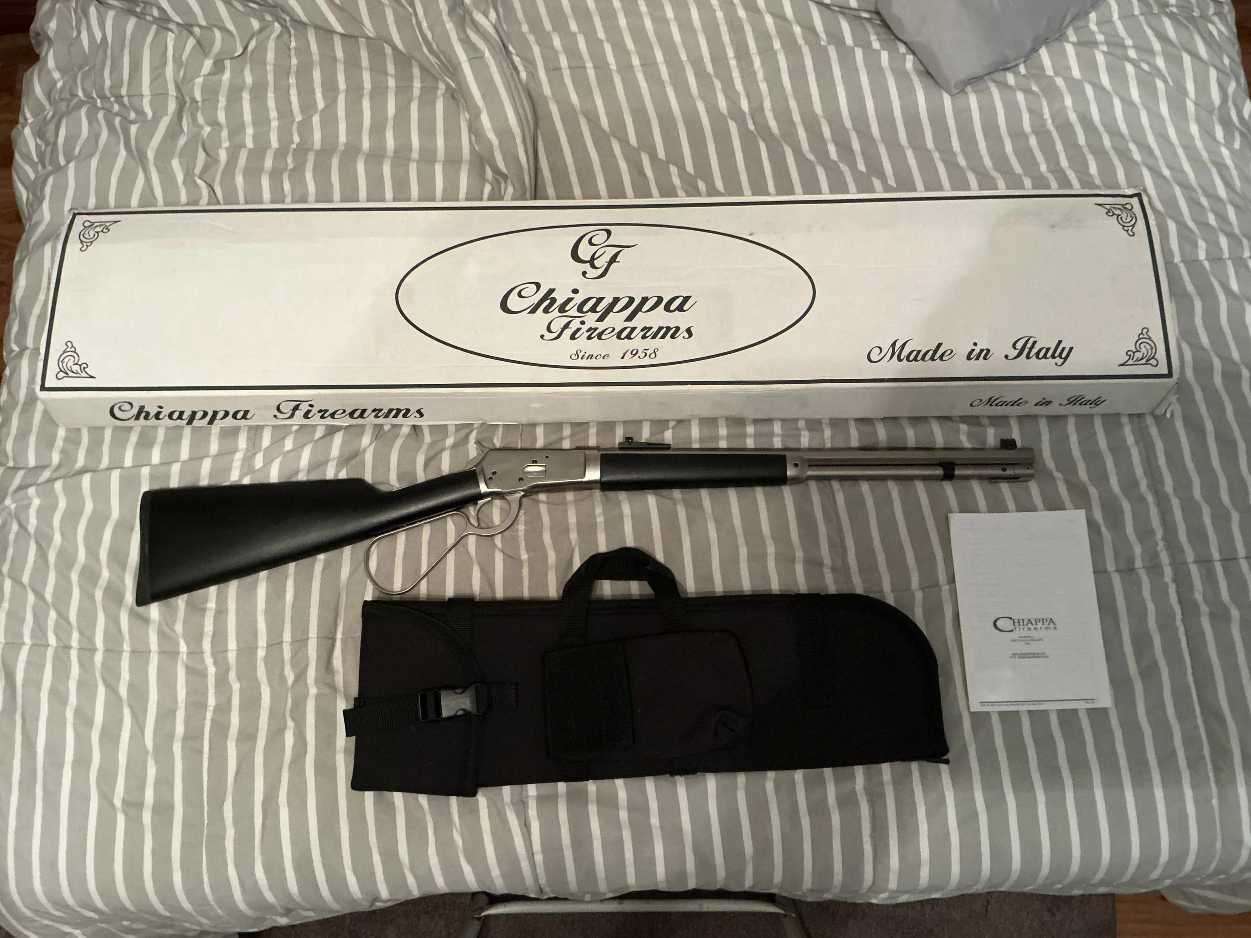  Chiappa 1892 Alaskan Takedown Rifle  Name: Michael Heimlich Item Description: Chambered in 44 Mag. Like new condition. 20 inch octagon barrel. Includes custom case. Asking Price: 975 Price Negotiation: Make Offer Phone: (813) 527-1977 Either Calls o