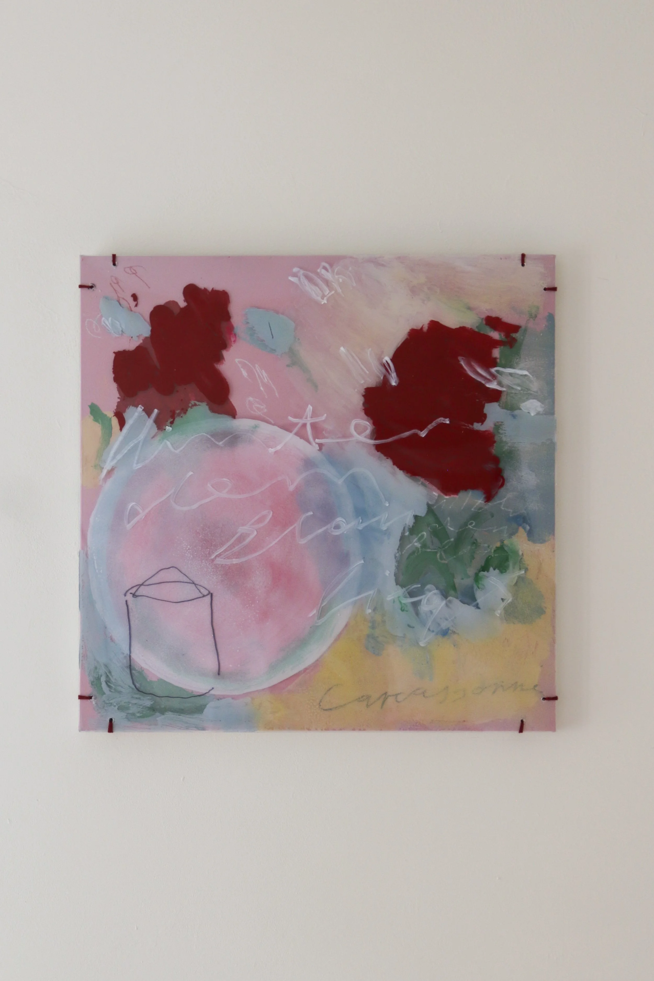 Hinter dem Blau, 2026, Mixed Media on Canvas and Plexi, 50 x 50