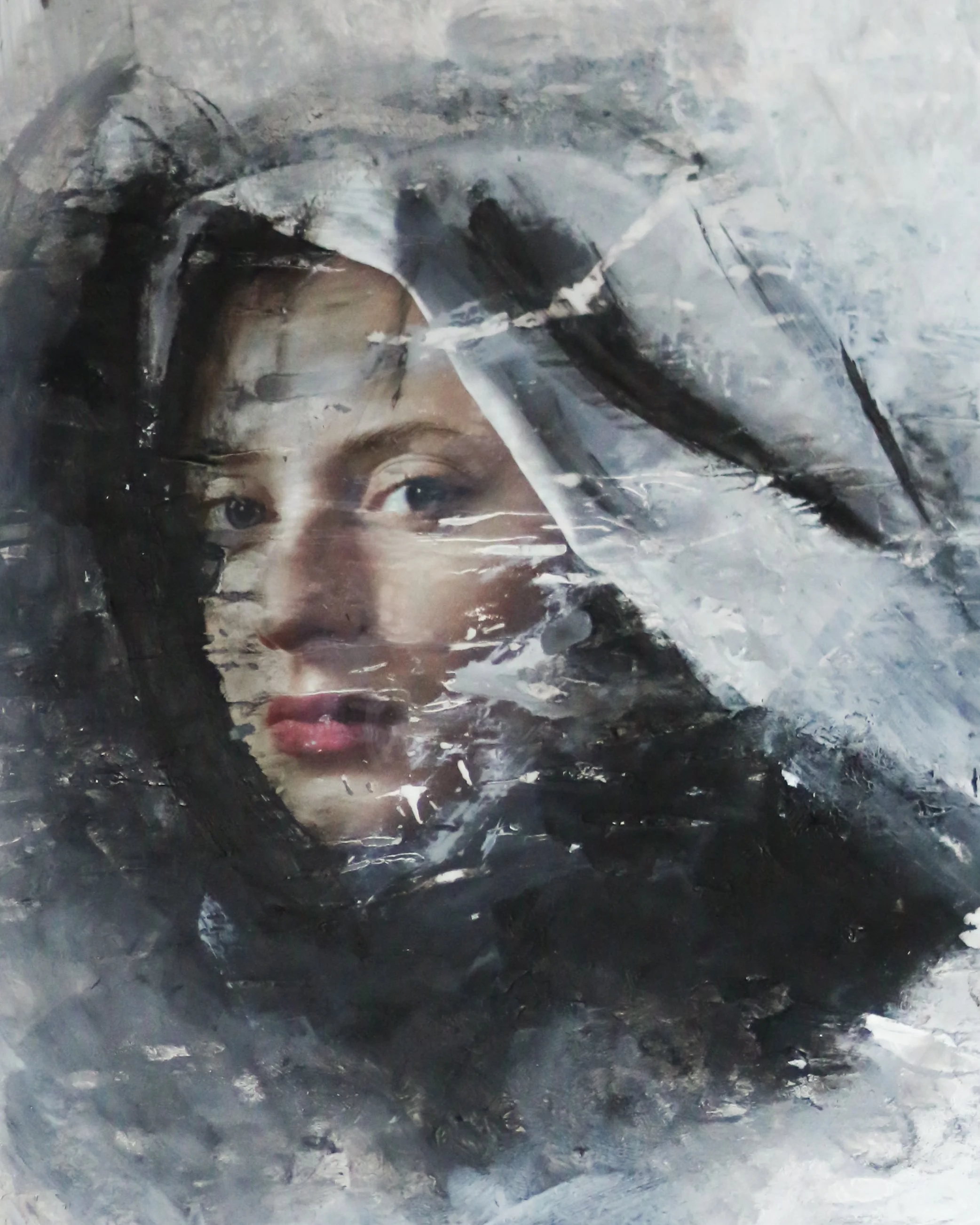 O.T., 2018, Acrylfarbe und Papier auf Folie, A4 