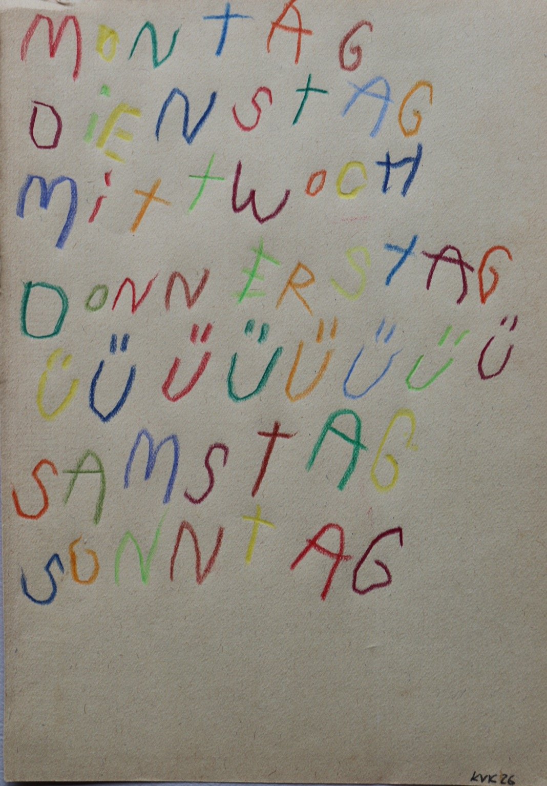 Buchseite „Wochentage“