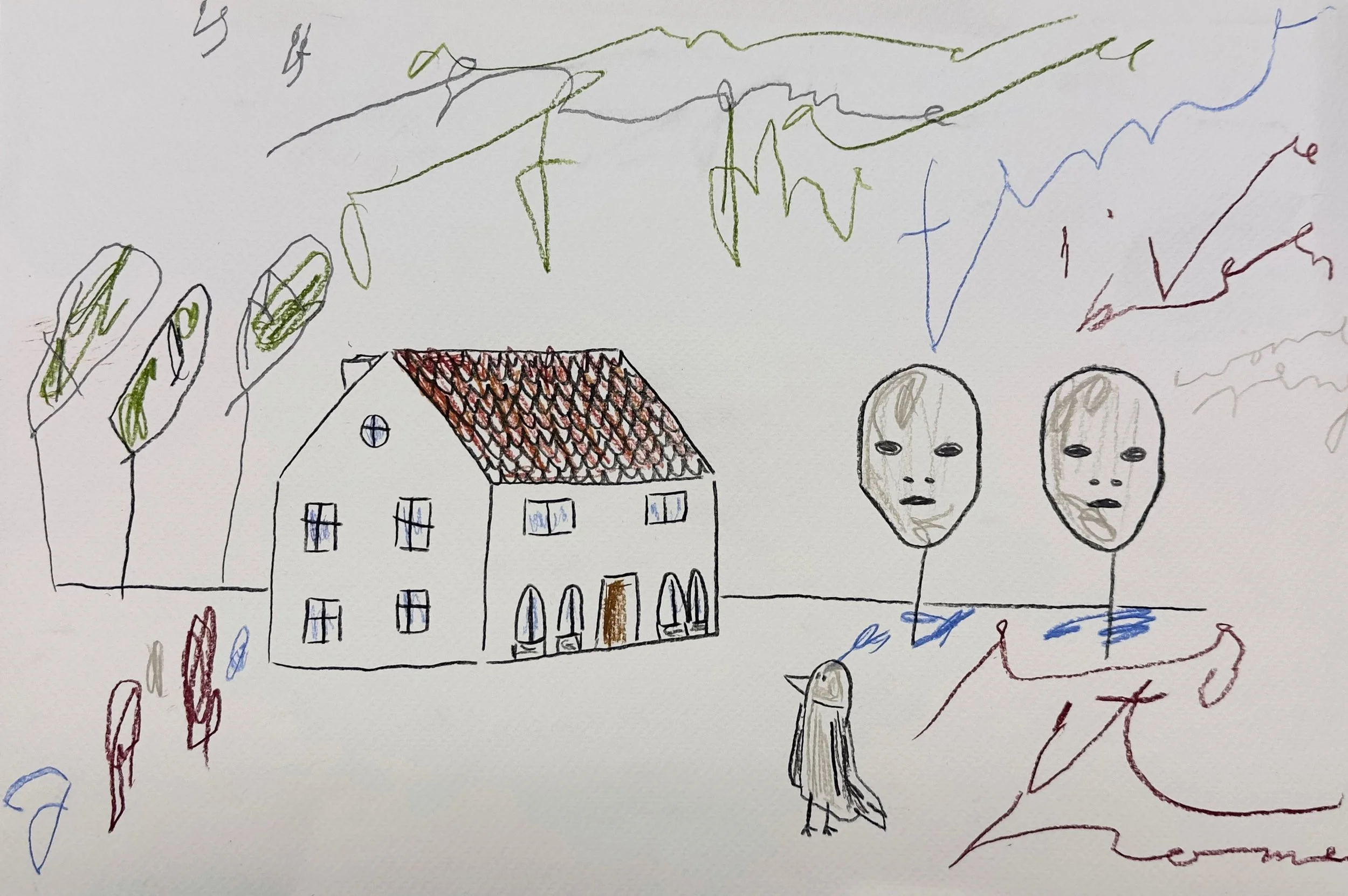 home of the time, 2026, aquarellbuntstifte, 36 x 24