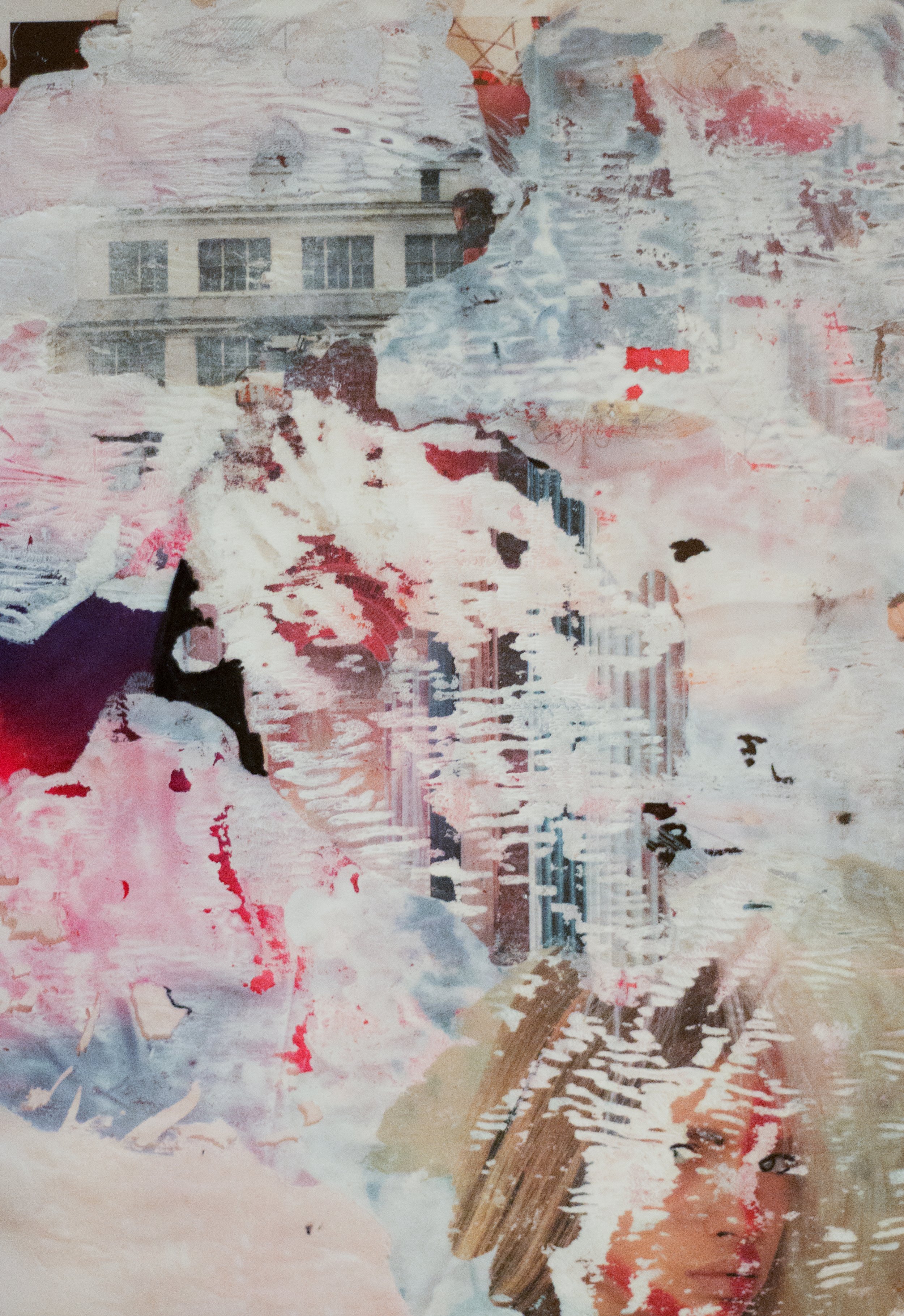 Technikstudie (Hinteransicht),  2018, 
Acrylfarbe und Papier auf Folie, A4