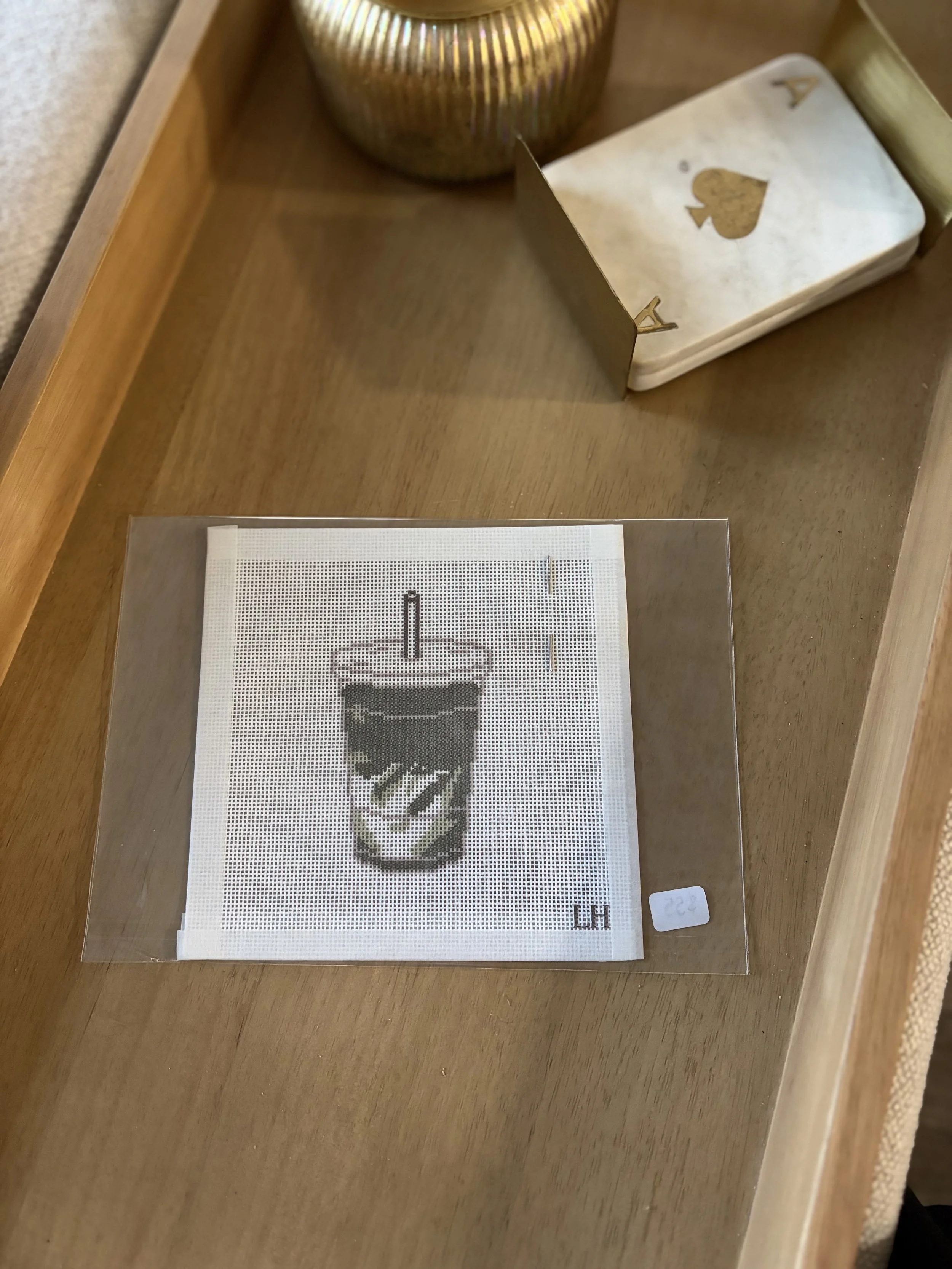 Iced Matcha Needlepoint Canvas | 18 Mesh