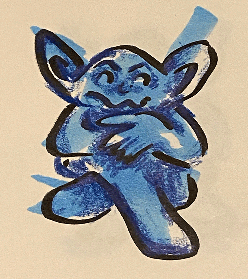 A quick gargoyle rotation, drawn from life using oil pastel and alcohol ink.