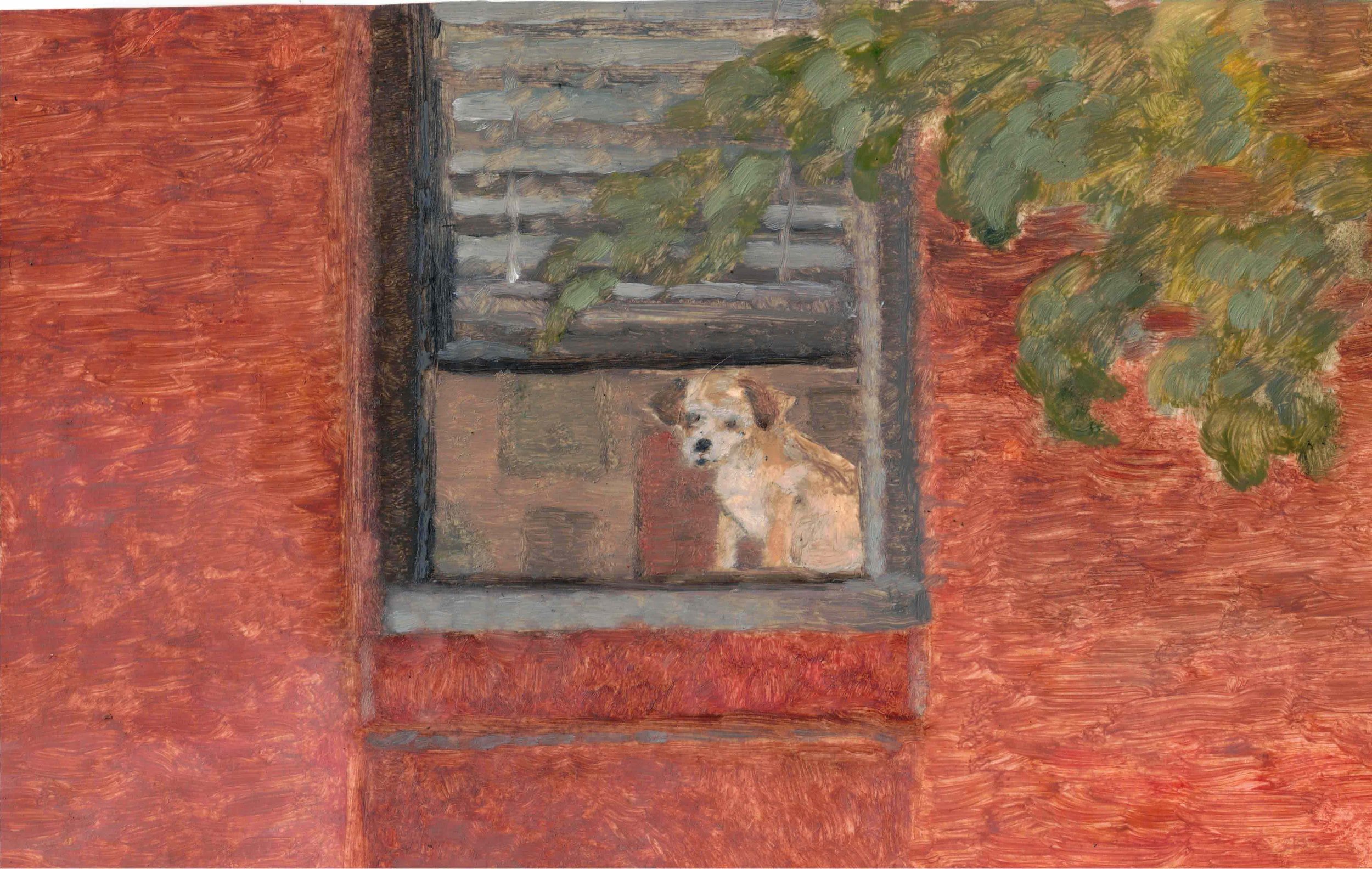 "Afternoon Greeting", Oil on cardboard, 5" x 7", 2024.