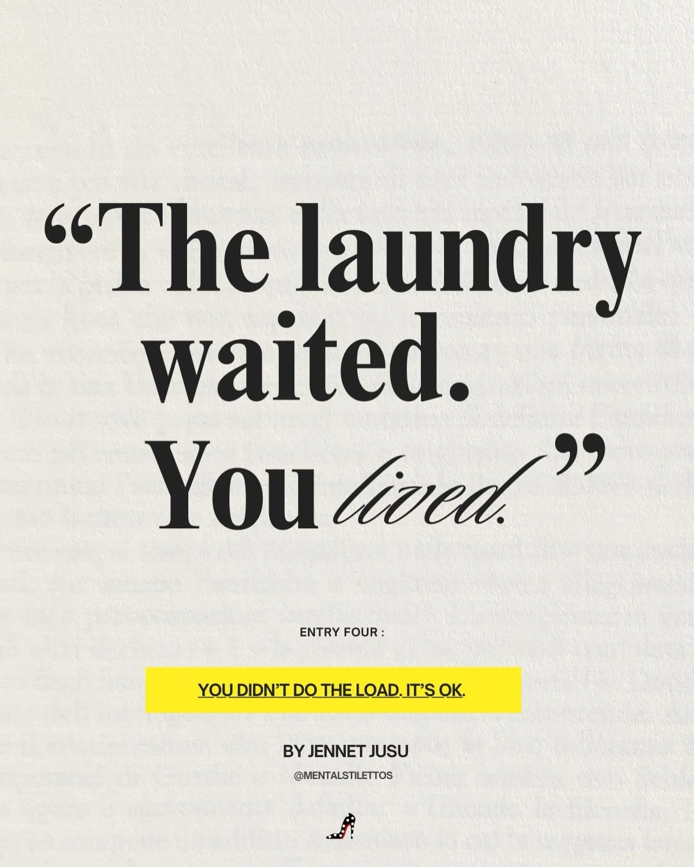 &bull; If the load didn&rsquo;t get done before the year changed, you&rsquo;re still doing just fine.
&mdash; Entry four lives at the link 🧠💬

#mentalhealth #blackmentalhealth