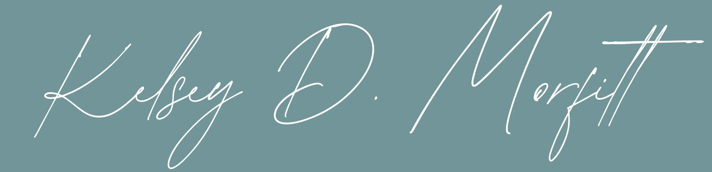 Family Law Attorney Kelsey D. Morfitt signature on a muted teal background.