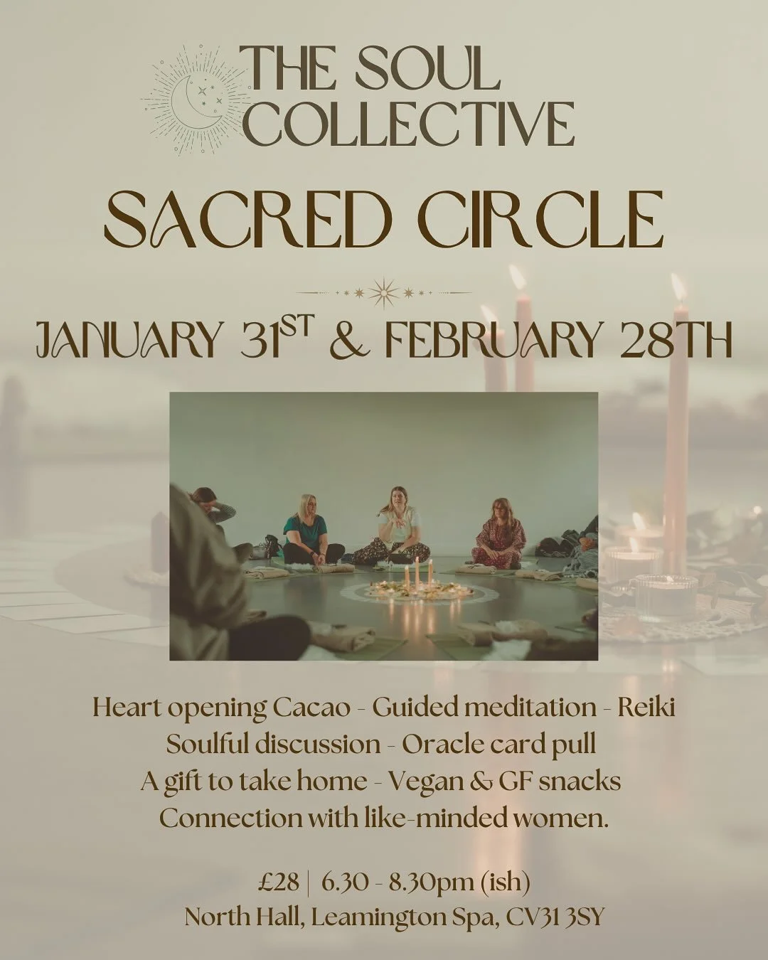 January &amp; February Sacred Circle tickets are now available ✨ my circles always sell out, with a waiting list, so be sure to save your space 💫

What to expect from a Sacred Circle with me? 
This is a safe space for you to relax, unwind and connec