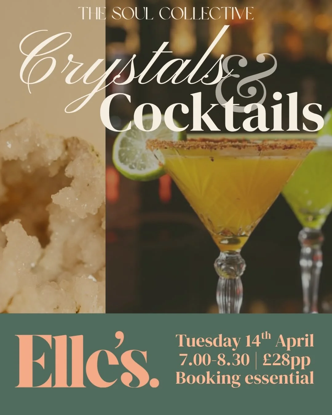 CRYSTALS &amp; COCKTAILS 🍸🔮 with @ellescoventry 

Cocktails, crystals&hellip;and a little bit of magic✨

With a crystal themed cocktail of your choice in hand, you will be invited to immerse yourself into the world of crystals. Learn how to care fo