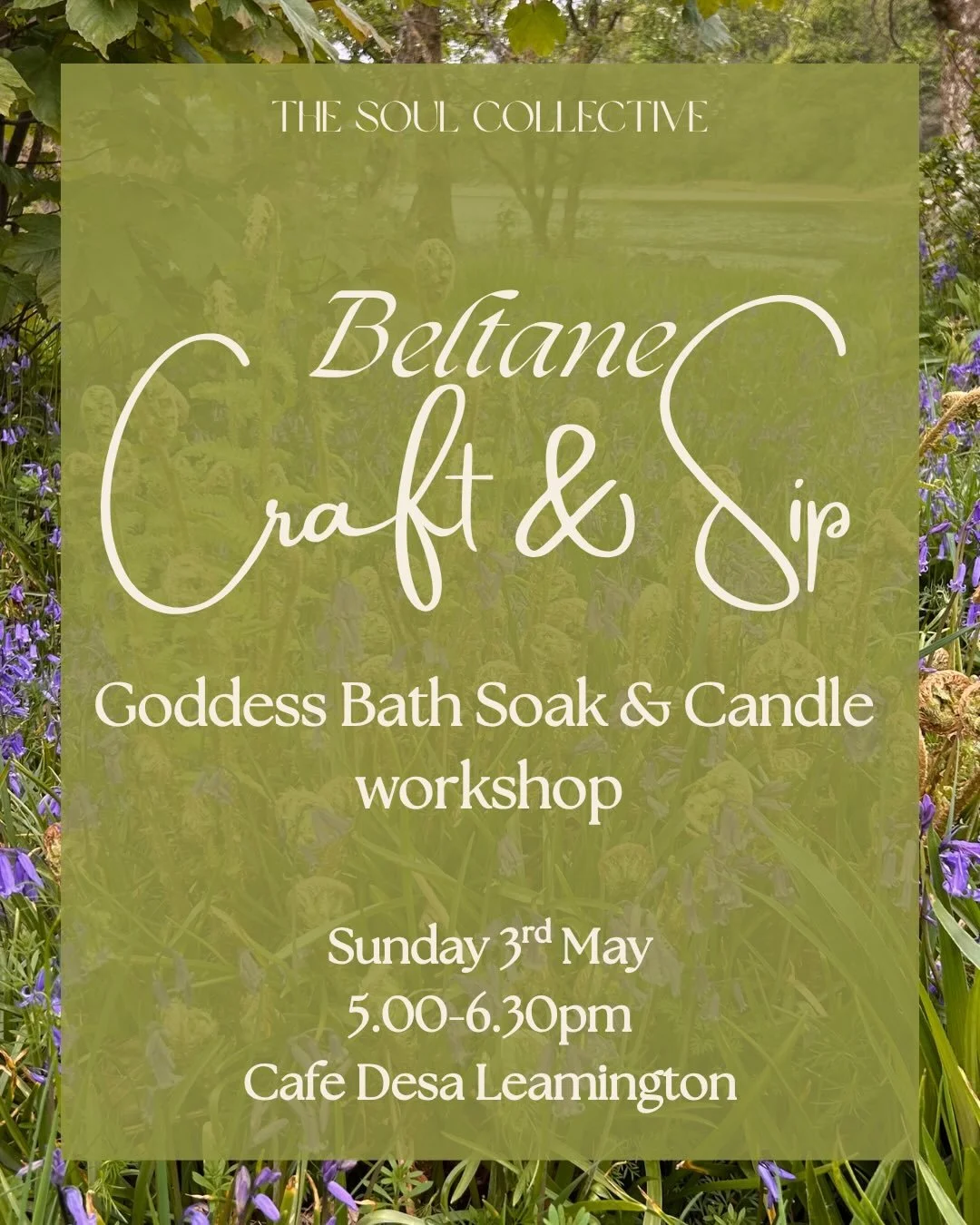 BELTANE CRAFT &amp; SIP 🧚&zwj;♂️☕️ Goddess Bath Soak &amp; Candle Workshop ✨

Beltane marks the turning point into summer. The days are warmer, the countryside is lush and green and there&rsquo;s a little sparkle of magic in the air. Halloween is kn