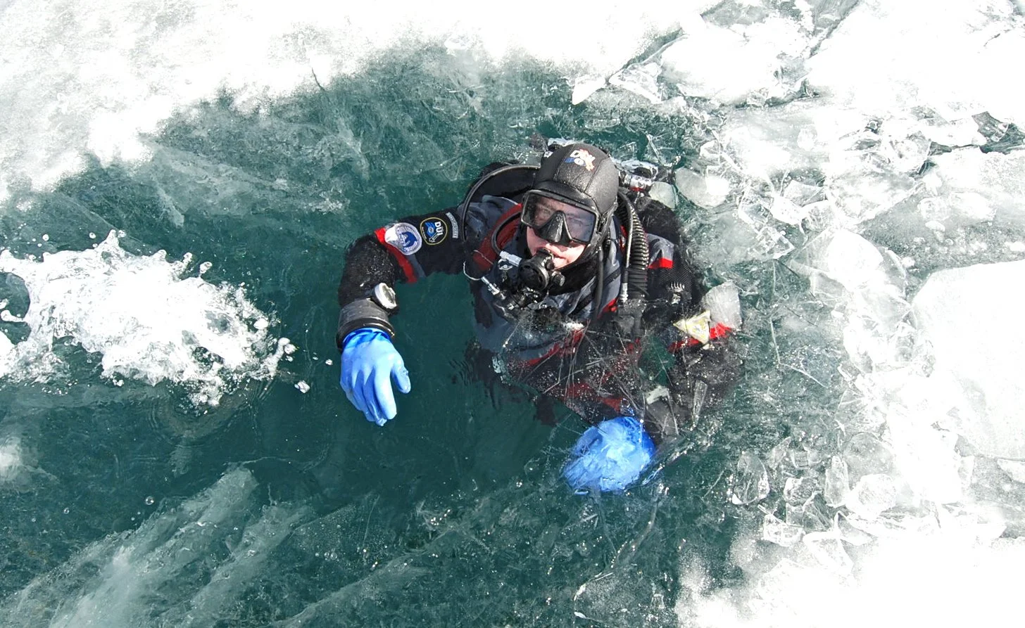 Terry in the brash ice