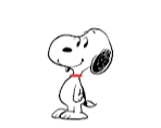 Illustration of Snoopy, the cartoon dog from Peanuts, with a red collar, smiling.