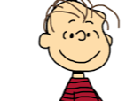 Illustration of Charlie Brown with a smiling face, wearing a red and black striped shirt.