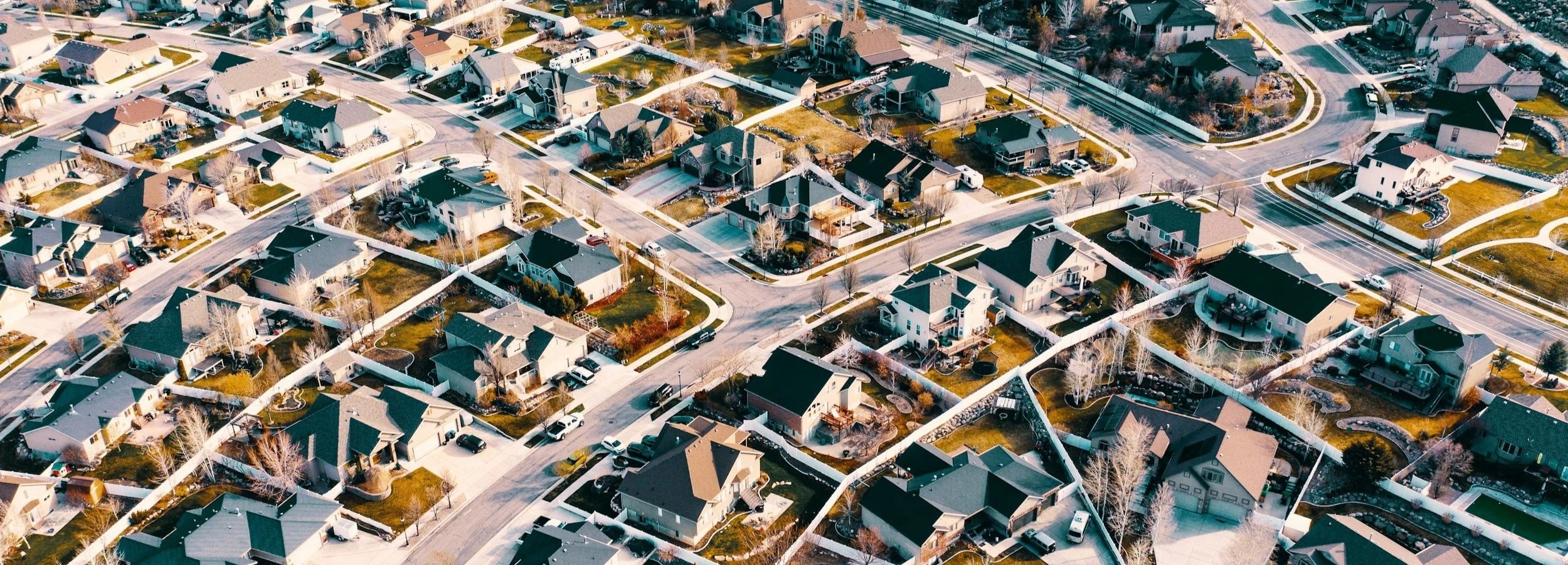 Aerial view of Northern Colorado neighborhoods near Windsor