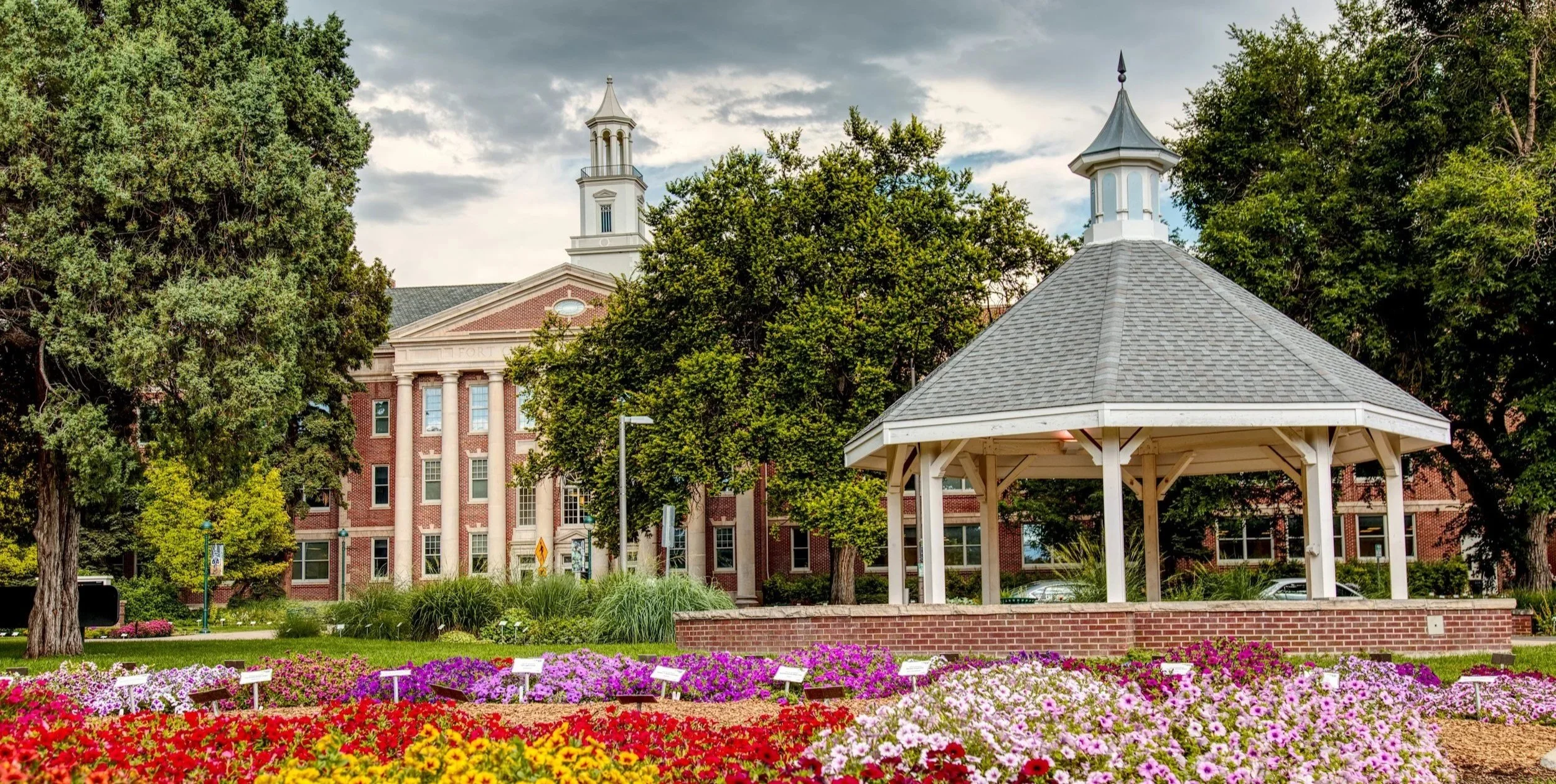 Gazebo and flower gardens in a Fort Collins, Colorado park