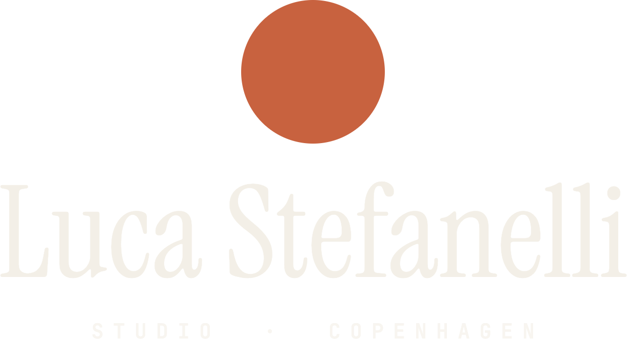 Luca Stefanelli logo with a large brown circle above the name and the words "STUDIO COPENHAGEN" underneath.