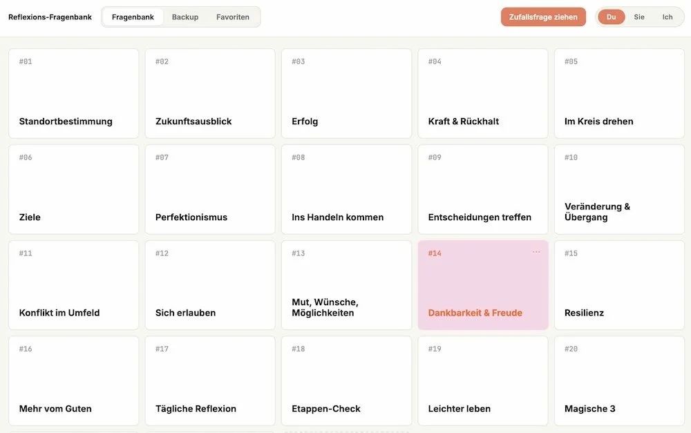 Fragenbox: Ein Thema bzw. Fragenbox (mit 10 Fragen) auswählen